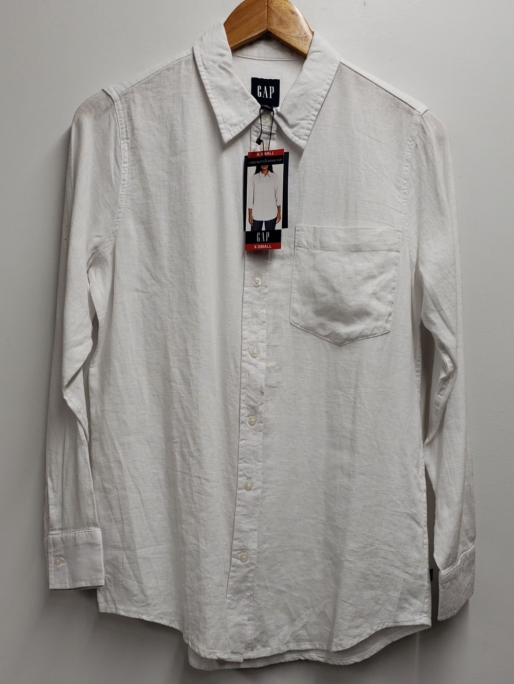 GAP Women's Linen Blend  White Button-Down Casual Shirt Size XS